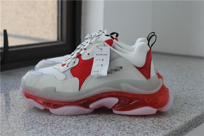 PK GOD PARIS TRIPLE S CLEAR SOLE TRAINER 19ss Red and White READY TO SHIP